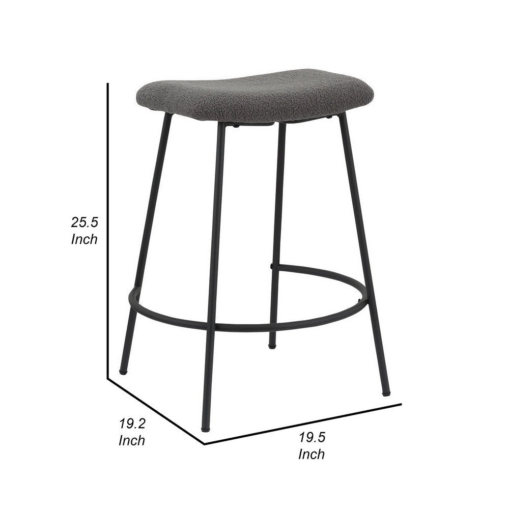 Ast 26 Inch Set of 2 Counter Height Stools Saddle Seat Black Metal Gray By Casagear Home BM307572