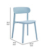 Qin 20 Inch Dining Side Chair Set of 4 Contoured Back Curved Seat Blue By Casagear Home BM307581