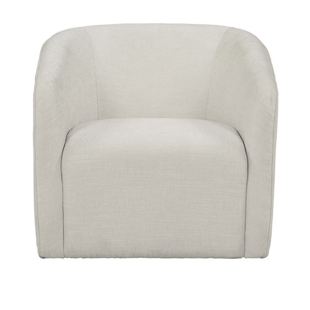 Lea 33 Inch Barrel Club Chair Cushioned Seating Soft Beige Upholstery By Casagear Home BM307584