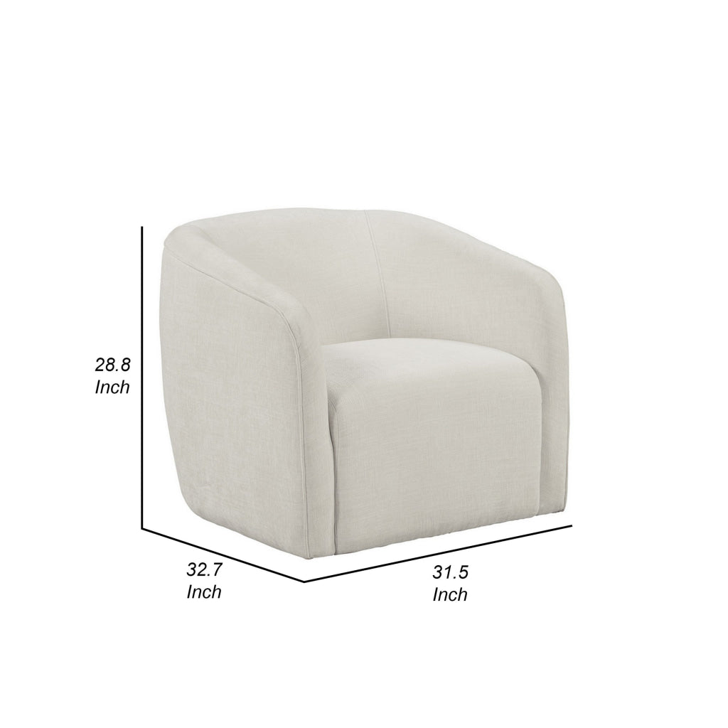 Lea 33 Inch Barrel Club Chair Cushioned Seating Soft Beige Upholstery By Casagear Home BM307584