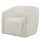 Lea 33 Inch Barrel Club Chair Cushioned Seating Soft Beige Upholstery By Casagear Home BM307584