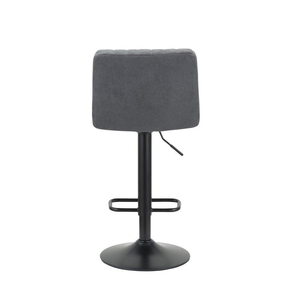 24-31 Inch Modern Barstool Set of 2 Adjustable Height Gray Channel Tuft By Casagear Home BM307587