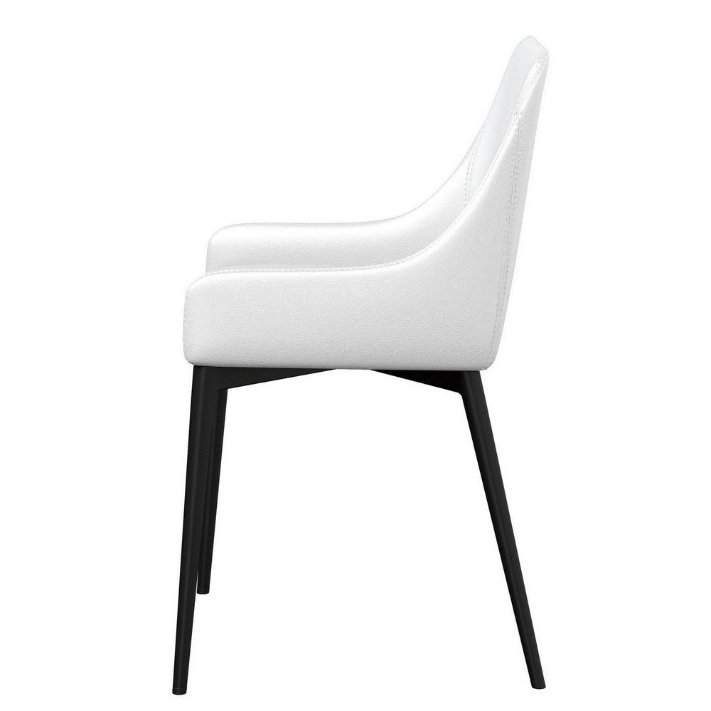 Zvi 21 Inch Cushioned Dining Chair Set of 2 Sloped Arms White Black By Casagear Home BM307589