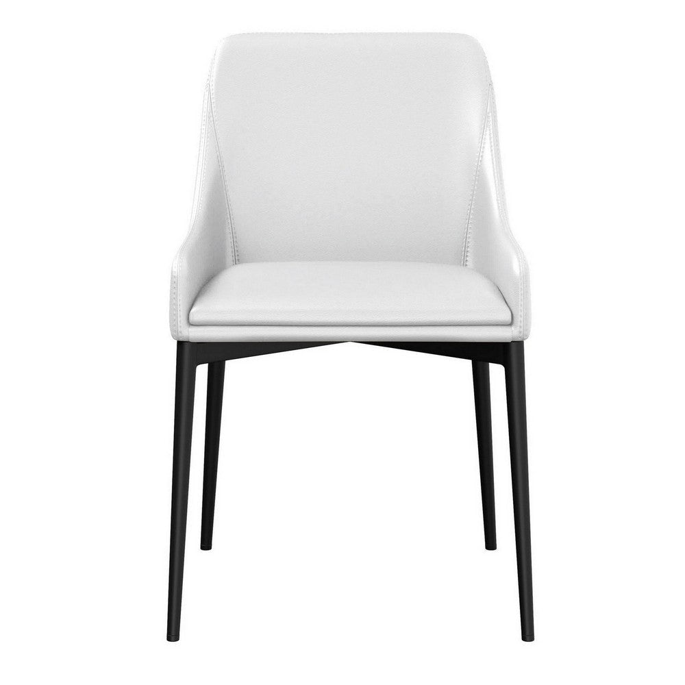 Zvi 21 Inch Cushioned Dining Chair Set of 2 Sloped Arms White Black By Casagear Home BM307589