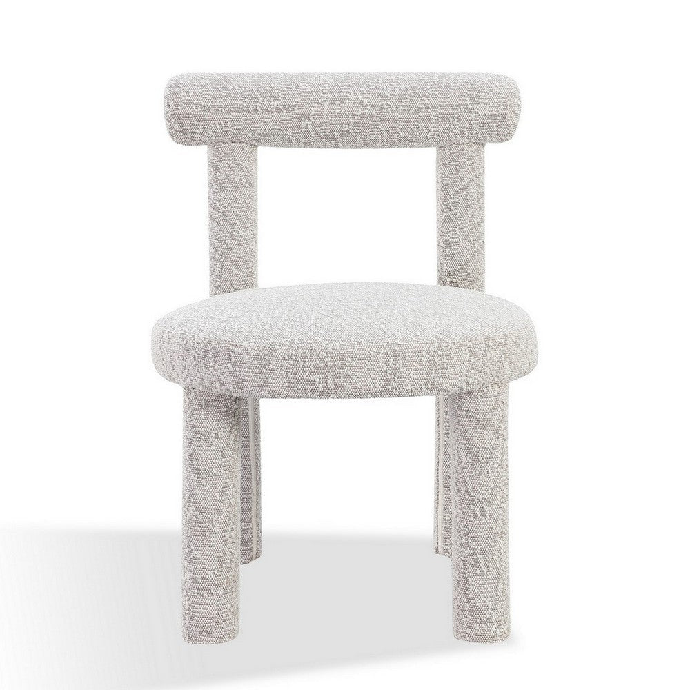 Zame 21 Inch Dining Chair Soft Cotton Boucle Upholstery Modern White By Casagear Home BM308486