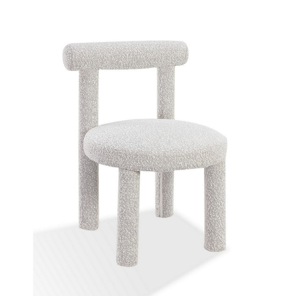 Zame 21 Inch Dining Chair Soft Cotton Boucle Upholstery Modern White By Casagear Home BM308486