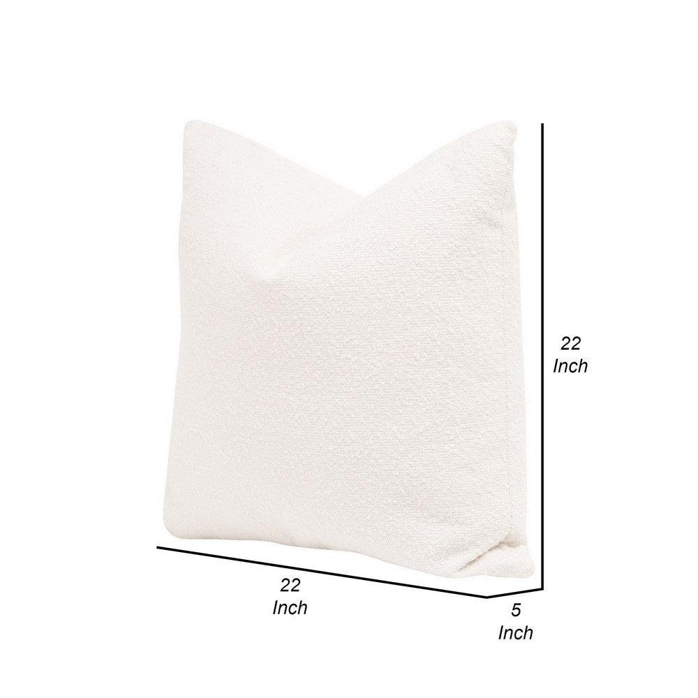 22 Inch Set of 2 Boucle Accent Throw Pillows Down Fill White Poly Linen By Casagear Home BM308536