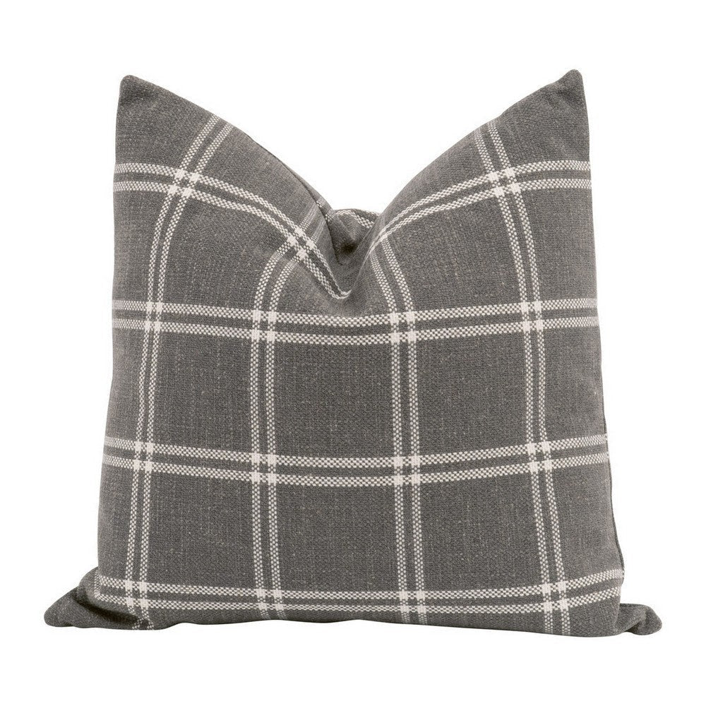 Veya 22 Inch Set of 2 Accent Throw Accent Pillows Down White Plaid Gray By Casagear Home BM308538