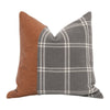 Veya 20 Inch Set of 2 Accent Throw Throw Pillows Leather Stripe Plaid Gray By Casagear Home BM308540