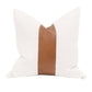 Ashi 20 Inch Set of 2 Accent Throw Pillows Brown Leather White Boucle By Casagear Home BM308542