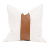 Ashi 20 Inch Set of 2 Accent Throw Pillows Brown Leather White Boucle By Casagear Home BM308542