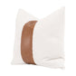 Ashi 20 Inch Set of 2 Accent Throw Pillows, Brown Leather, White Boucle By Casagear Home