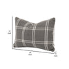 Veya 20 Inch Set of 2 Lumbar Pillows Down Filling White Plaid Smoke Gray By Casagear Home BM308544