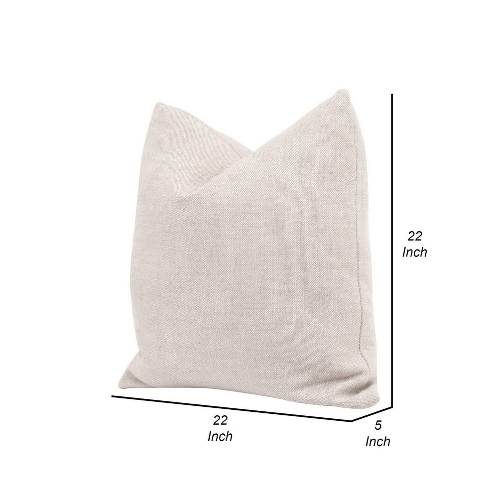 22 Inch Set of 2 Accent Throw Pillows Down Linen Polyester Beige By Casagear Home BM308547