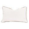 Bera 20 Inch Set of 2 Lumbar Pillows Brown Leather Piping White Boucle By Casagear Home BM308549