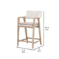 Uto 28 Inch Outdoor Counter Stool Chair White Rattan Woven Light Gray By Casagear Home BM308553