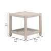 Xim 21 Inch Square Outdoor End Table White Rope Shelf and Edges Gray Wood By Casagear Home BM308557