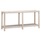 Xim 63 Inch Outdoor Console Table White Rope Shelf and Edges Gray Wood By Casagear Home BM308558