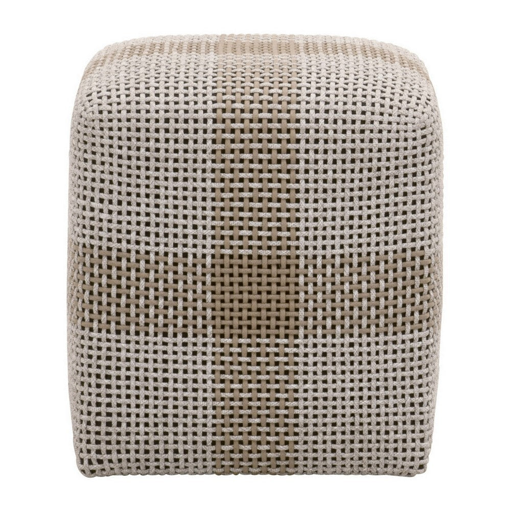 Huma 18 Inch Indoor Outdoor Accent Cube Taupe Gray Rope Woven Upholstery By Casagear Home BM308560