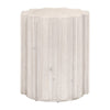 22 Inch Round End Table with Fluted Accents, Plinth Base, Whitewash Wood By Casagear Home