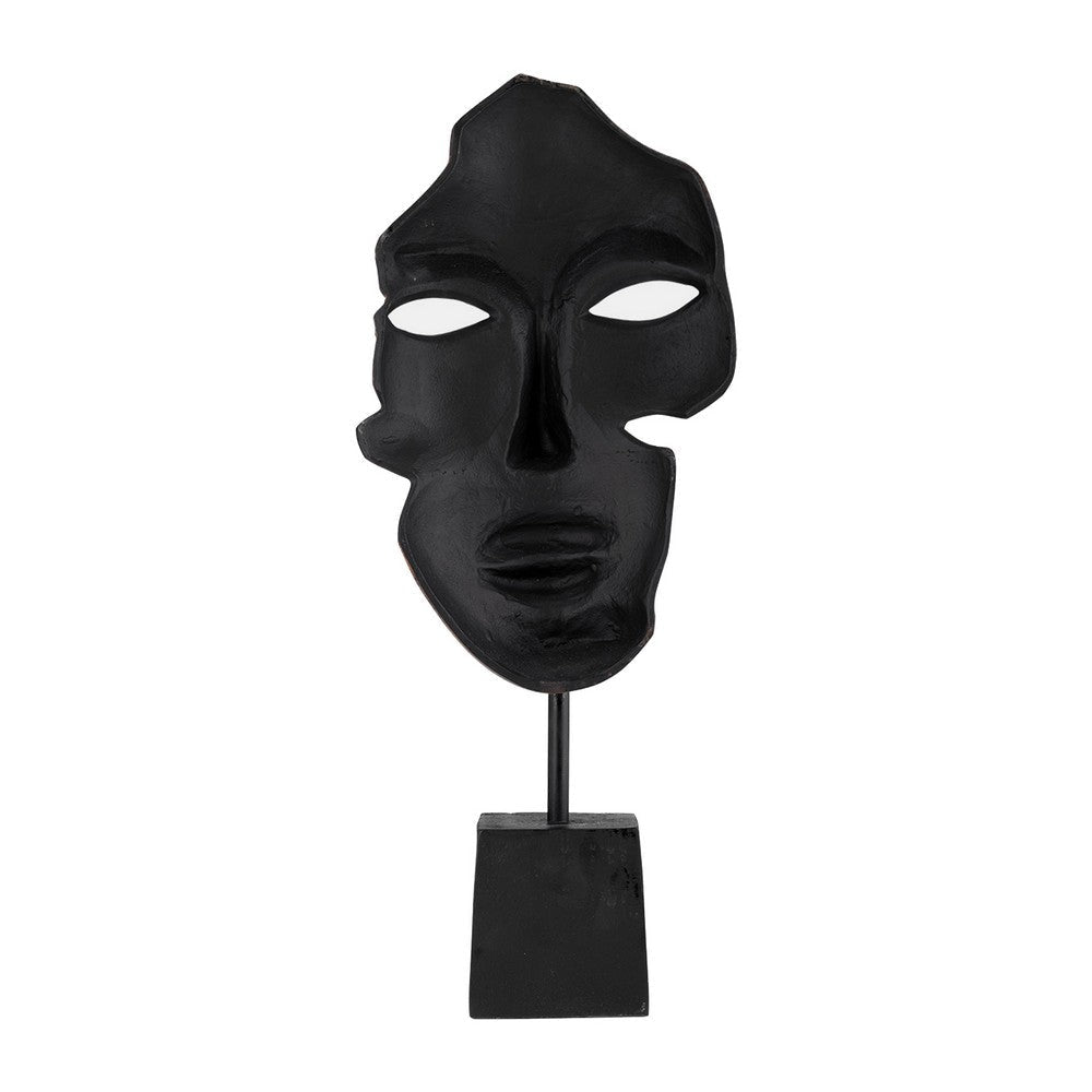 21 Inch Sculpture Partial Face Black Base Brick Patina Metal Finish By Casagear Home BM308573