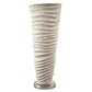 App 15 Inch Vase, Modern Rugged Design, Metal Ivory Finish, Round Base By Casagear Home