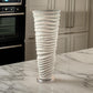 App 18 Inch Vase, Modern Rugged Design, Metal Ivory Finish, Round Base By Casagear Home