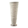 App 18 Inch Vase, Modern Rugged Design, Metal Ivory Finish, Round Base By Casagear Home