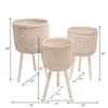 Planters Stands Set of 3 Tripod Wood Legs Natural Bamboo Braid White By Casagear Home BM308581