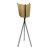 32 Inch Planter, Sleek Tripod Legs, Modern Style, Gold and Black Iron  By Casagear Home