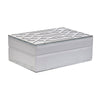 Decorative Storage Box Set of 2 Geometric Cutout Patterns White Silver By Casagear Home BM308586