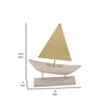 17 Inch Sailboat Sculpture on Stand Gold Metal Sail Natural Brown Wood By Casagear Home BM308587