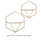 Decor Wall Shelf Set of 2 Hexagonal Gold Metal Frames Crisp White Wood By Casagear Home BM308592