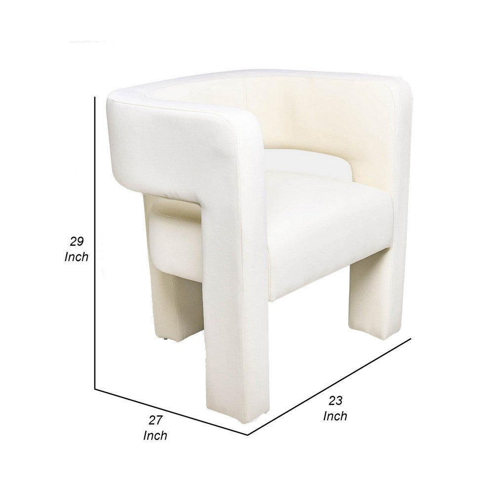 Aol 27 Inch Accent Chair Round Open Backrest Ivory Fabric Upholstery By Casagear Home BM308594