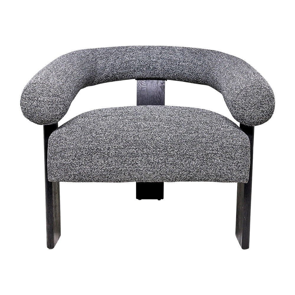 Wen 35 Inch Wishbone Chair Curved Back Cushioned Gray Fabric Black By Casagear Home BM308600