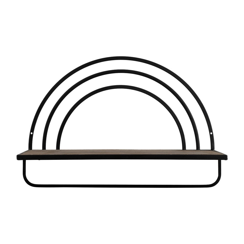 Xod 20 Inch Shelves Set of 2 Rainbow Arch Metal Frame Black and Brown By Casagear Home BM308606