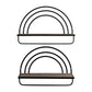 Xod 20 Inch Shelves, Set of 2, Rainbow Arch, Metal Frame, Black and Brown By Casagear Home