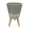 Rova 16 Inch Planter Tripod Legs White Diamond Patterns Gray Ceramic By Casagear Home BM308619