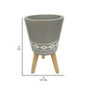 Rova 16 Inch Planter Tripod Legs White Diamond Patterns Gray Ceramic By Casagear Home BM308619