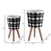 10 12 Inch Planters with Legs Set of 2 Diamond Patterns White Black By Casagear Home BM308620