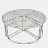 40 Inch Coffee and 4 Nesting End Tables Set Glass Top Silver Metal By Casagear Home BM308625