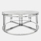 40 Inch Coffee and 4 Nesting End Tables Set, Glass Top, Silver Metal By Casagear Home