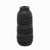 Yuka 12 Inch Vase, Bottle Shape, Embossed Diamond Patterns, Stained Black By Casagear Home