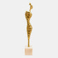 27 Inch Contemporary Sculpture on White Marble Base Female Form Gold By Casagear Home BM308630