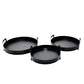 15, 17, 18 Inch Trays with Handles, Set of 3, Round, Raised Edges, Black By Casagear Home