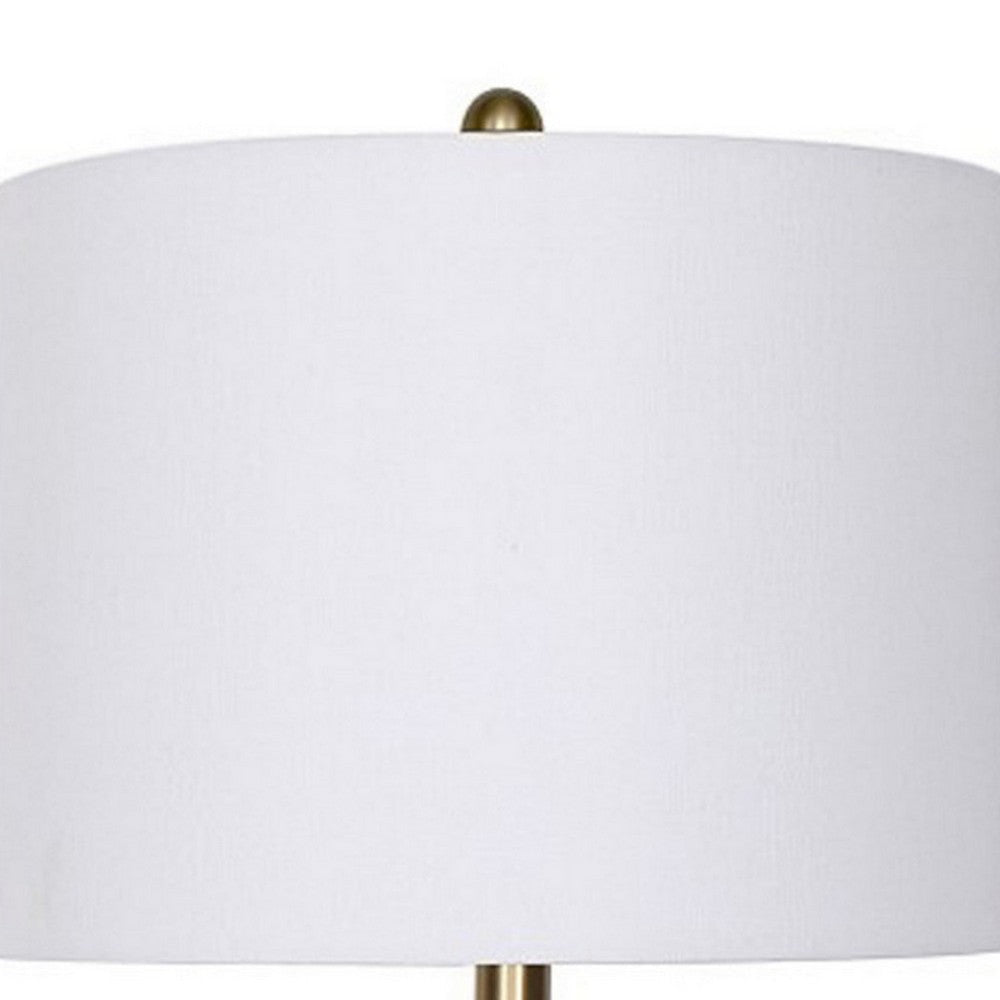 Tuyi 25 Inch Table Lamp Set of 2 Fabric Shade Dual Tone Gold and White By Casagear Home BM308650