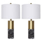 Tuyi 25 Inch Table Lamp, Set of 2, Fabric Shade, Dual Tone, Gold and Black By Casagear Home