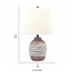 22 Inch Table Lamp White Fabric Shade Ribbed Textured Body Natural Brown By Casagear Home BM308654