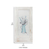 19 x 40 Inch Wall Art Tin Floral Vase Distressed Wood Ivory Beige Blue By Casagear Home BM308668