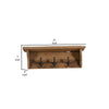 21 Inch Wall Shelf with 3 Black Metal Hooks Classic Style Brown Wood Frame By Casagear Home BM308671